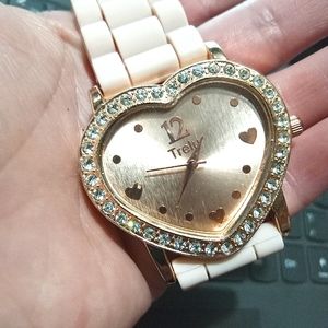 Trelu pink heart shaped watch